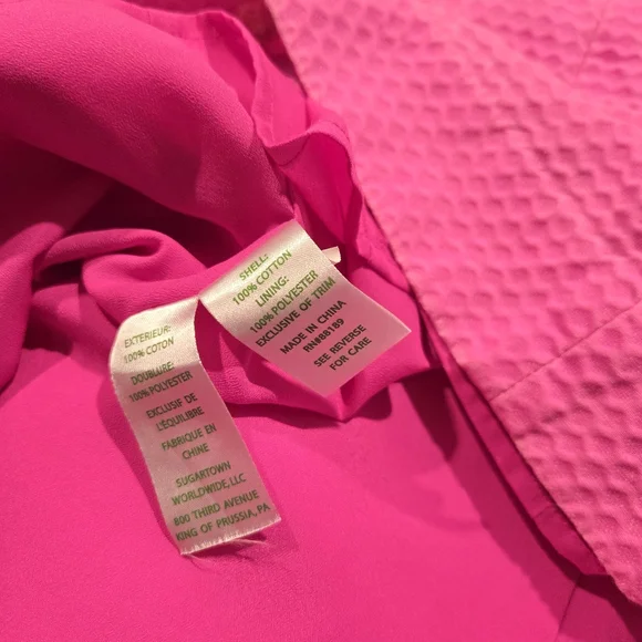 Lilly Pulitzer Junie Shift Mini Dress Berry Sangria Pink Gold Cotton Size 10 - Picture 7 of 8